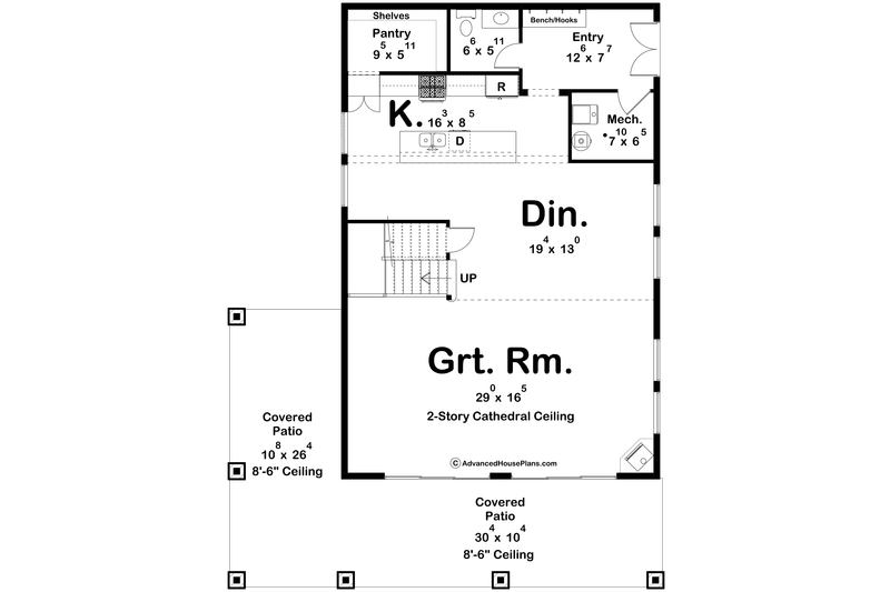 Dream House Plan - Floor Plan - Main Floor for Barndominium House Plan #455-595 - 2 bed, 2.5 bath