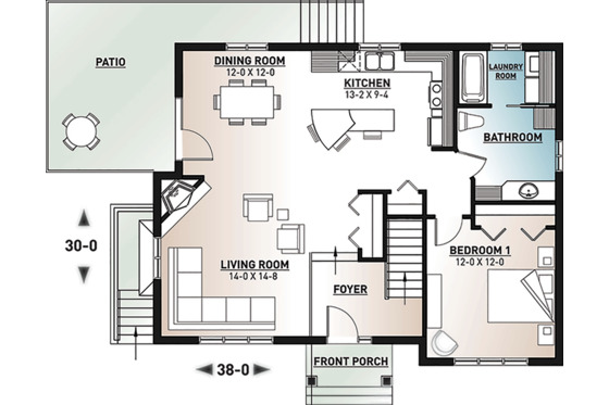 Floor Plan - Main Floor for Country House Plan #23-2685 - 3 bed, 2 bath