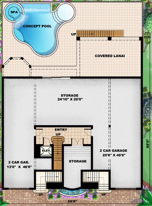 Mediterranean Floor Plan - Lower Floor Plan #27-432
