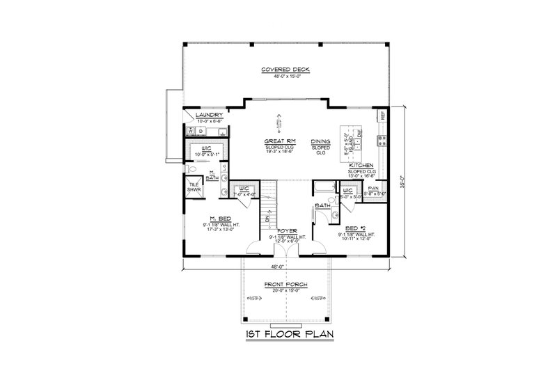 Dream House Plan - Floor Plan - Main Floor for Modern House Plan #1064-280 - 2 bed, 2 bath