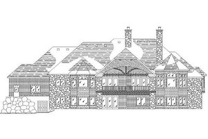 Exterior - Rear Elevation for European House Plan #5-319 - 6 bed, 5 bath