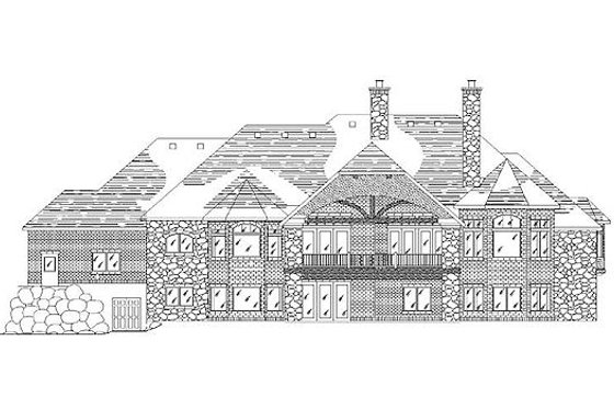 Exterior - Rear Elevation for European House Plan #5-319 - 6 bed, 5 bath