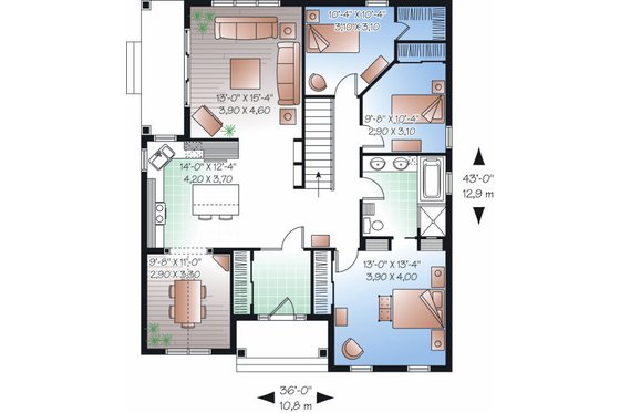 Floor Plan - Main Floor for Traditional House Plan #23-781 - 3 bed, 1 bath