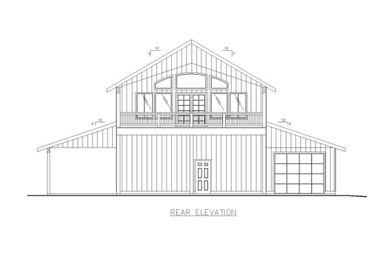 Exterior - Rear Elevation for Farmhouse House Plan #117-929 - 1 bed, 2 bath