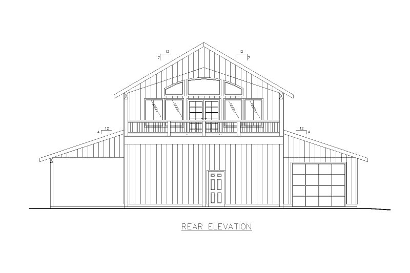 House Blueprint - Exterior - Rear Elevation for Farmhouse House Plan #117-929 - 1 bed, 2 bath