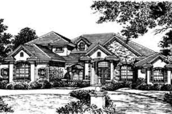 Exterior - Front Elevation for European House Plan #135-115 - 4 bed, 4.5 bath