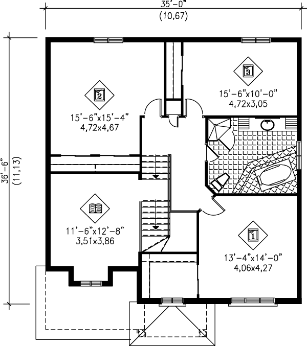 Traditional Floor Plan - Upper Floor Plan #25-2043