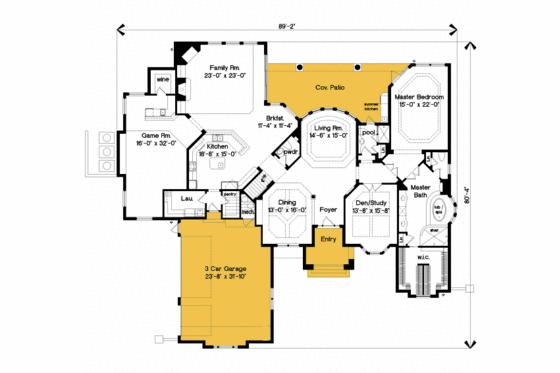 Floor Plan - Main Floor for European House Plan #135-194 - 4 bed, 4.5 bath