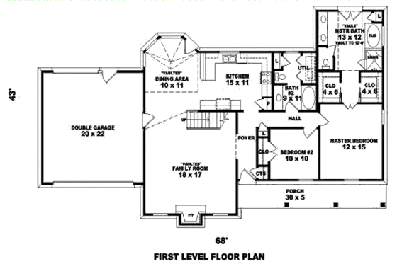 Floor Plan - Main Floor for Traditional House Plan #81-13687 - 2 bed, 2 bath