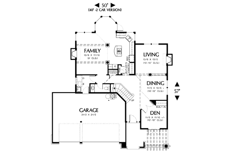 Home Plan - Floor Plan - Main Floor for European House Plan #48-335 - 3 bed, 2.5 bath