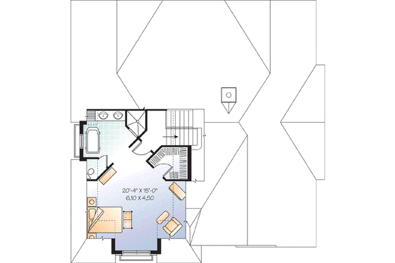 Floor Plan - Upper Floor for European House Plan #23-658 - 3 bed, 2 bath