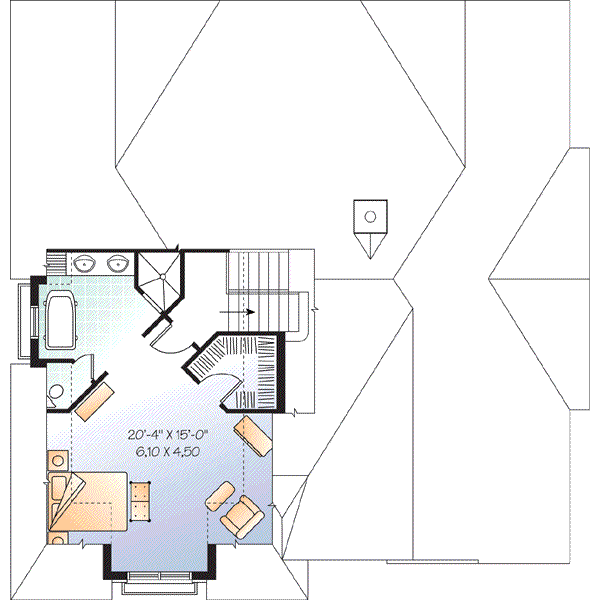 Architectural House Design - European Floor Plan - Upper Floor Plan #23-658