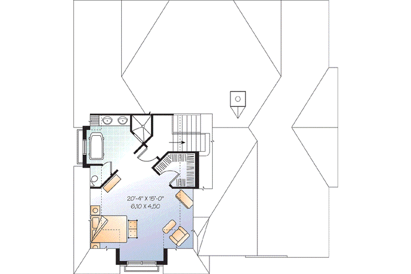 Home Plan - Floor Plan - Upper Floor for European House Plan #23-658 - 3 bed, 2 bath