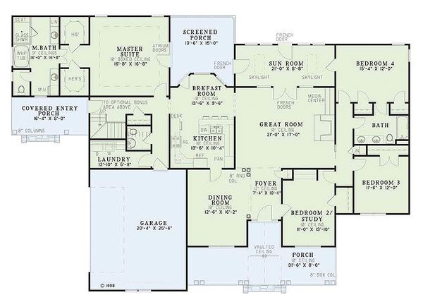 Home Plan - Traditional Floor Plan - Main Floor Plan #17-1020