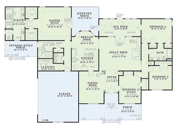 Dream House Plan - Traditional Floor Plan - Main Floor Plan #17-1020
