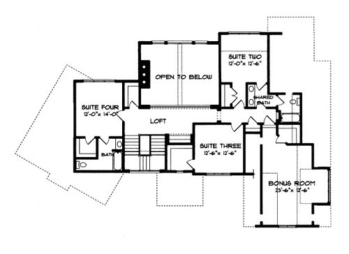 Architectural House Design - Floor Plan - Upper Floor for Tudor House Plan #413-114 - 4 bed, 3 bath