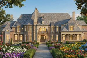 House Blueprint - Exterior - Front Elevation for European House Plan #119-167 - 5 bed, 6.5 bath