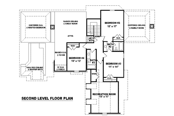 Floor Plan - Upper Floor for European House Plan #81-1202 - 4 bed, 3.5 bath