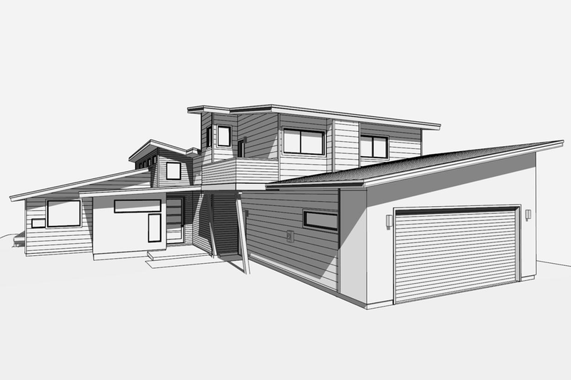 House Design - Exterior - Other Elevation 1 for Modern House Plan #1099-12 - 3 bed, 3 bath