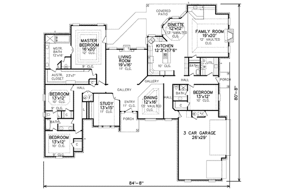 Floor Plan - Main Floor for Traditional House Plan #65-202 - 4 bed, 3.5 bath