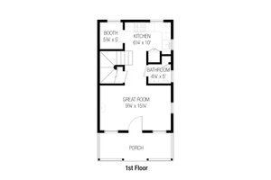 Floor Plan - Main Floor for Cottage House Plan #915-1 - 2 bed, 1.5 bath
