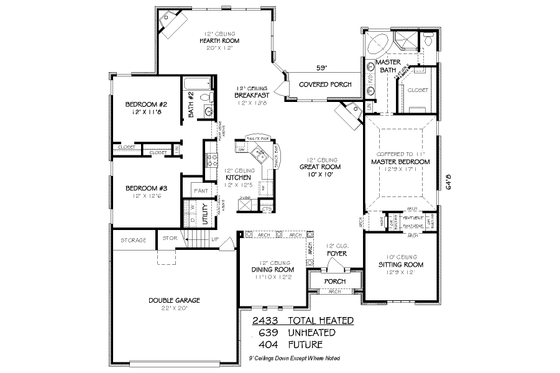 Floor Plan - Main Floor for Traditional House Plan #424-313 - 3 bed, 2 bath
