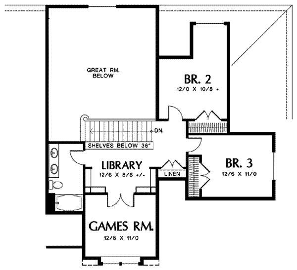 Dream House Plan - Craftsman Floor Plan - Upper Floor Plan #48-116