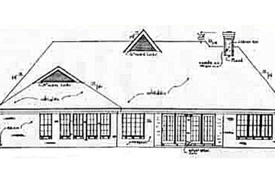 Exterior - Rear Elevation for European House Plan #34-115 - 3 bed, 2.5 bath