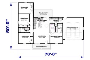Floor Plan - Main Floor for Farmhouse House Plan #44-280 - 4 bed, 2 bath