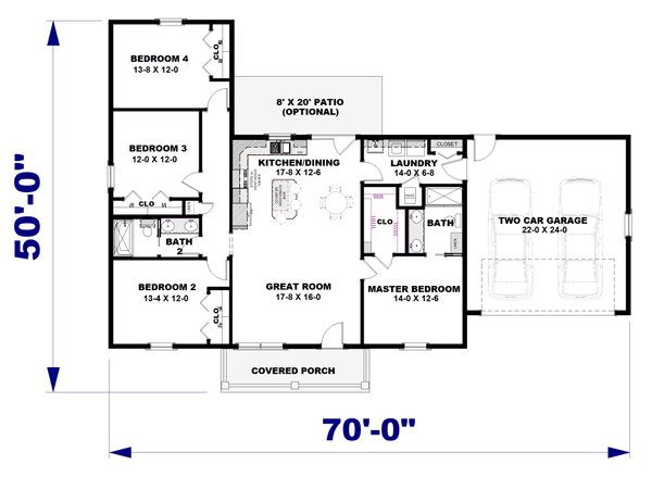 Farmhouse Floor Plan - Main Floor Plan #44-280