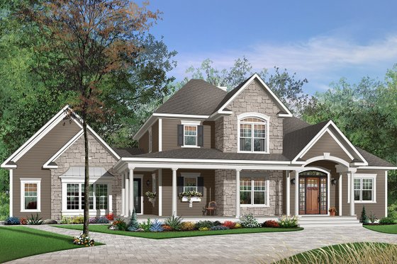 Exterior - Front Elevation 4 for Traditional House Plan #23-543 - 3 bed, 2.5 bath