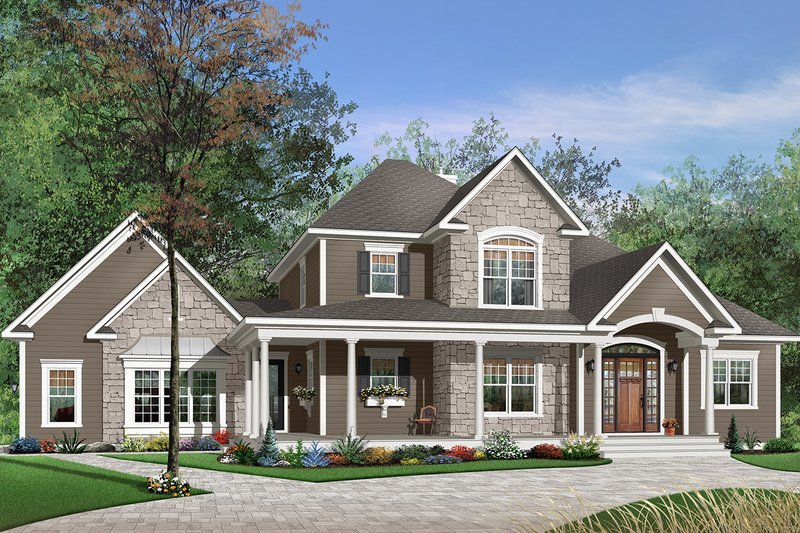 Home Plan - Exterior - Front Elevation 4 for Traditional House Plan #23-543 - 3 bed, 2.5 bath