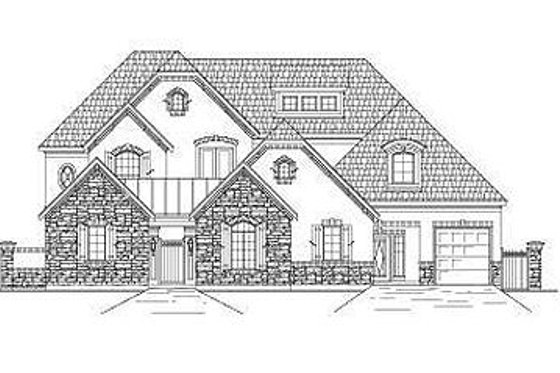 Exterior - Front Elevation for European House Plan #411-853 - 5 bed, 5.5 bath