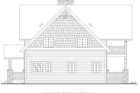 Exterior - Rear Elevation for Craftsman House Plan #117-925 - 3 bed, 2.5 bath