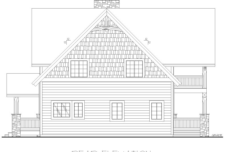 Home Plan - Exterior - Rear Elevation for Craftsman House Plan #117-925 - 3 bed, 2.5 bath