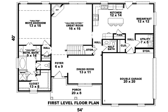 Floor Plan - Main Floor for Traditional House Plan #81-1423 - 3 bed, 2.5 bath