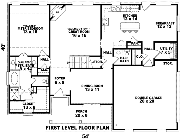 Floor Plan - Main Floor for Traditional House Plan #81-1423 - 3 bed, 2.5 bath