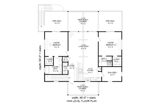Floor Plan - Main Floor for Cabin House Plan #932-57 - 4 bed, 3.5 bath