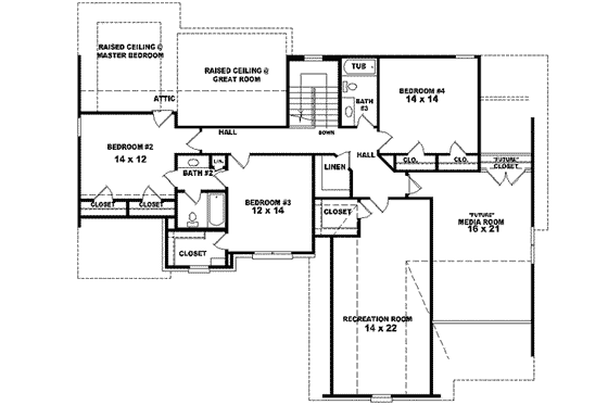 Floor Plan - Upper Floor for European House Plan #81-548 - 4 bed, 3.5 bath
