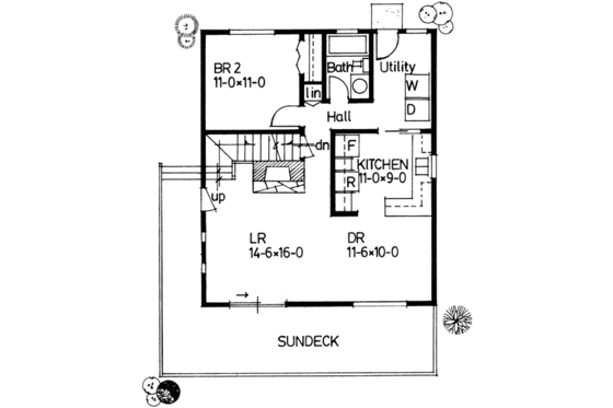 Floor Plan - Main Floor for Log House Plan #126-107 - 2 bed, 2 bath