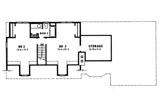 Floor Plan - Upper Floor for Country House Plan #10-234 - 3 bed, 2 bath