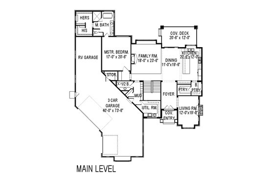 Floor Plan - Main Floor for Craftsman House Plan #920-48 - 4 bed, 3.5 bath