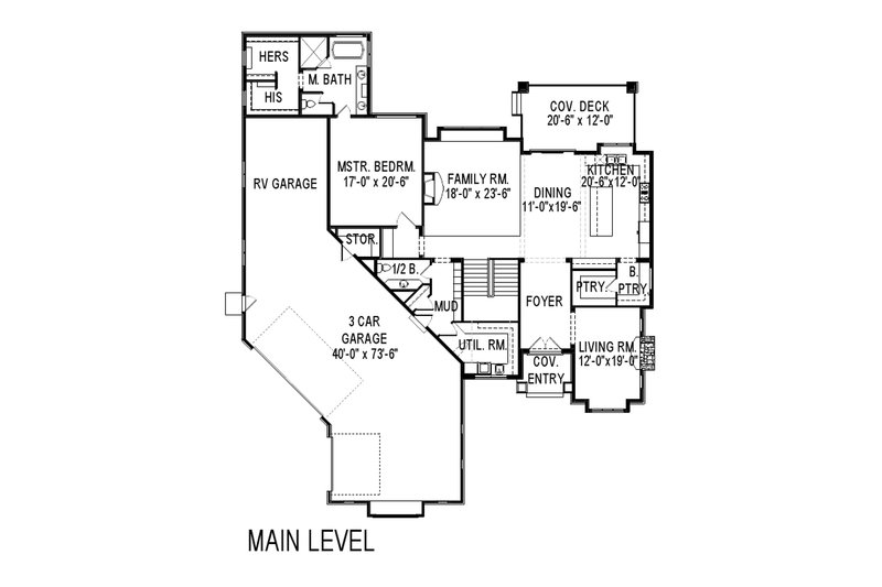 Dream House Plan - Floor Plan - Main Floor for Craftsman House Plan #920-48 - 4 bed, 3.5 bath
