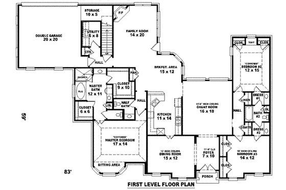 Floor Plan - Main Floor for European House Plan #81-1298 - 3 bed, 3.5 bath