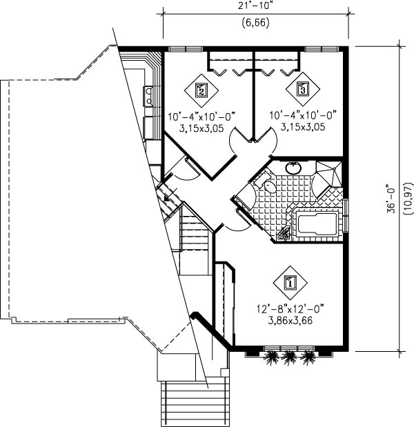 European Floor Plan - Upper Floor Plan #25-334
