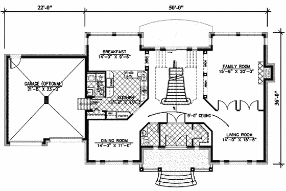 Floor Plan - Main Floor for European House Plan #138-124 - 4 bed, 2.5 bath