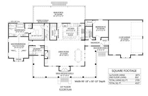 Floor Plan - Main Floor for Farmhouse House Plan #1074-48 - 4 bed, 3 bath