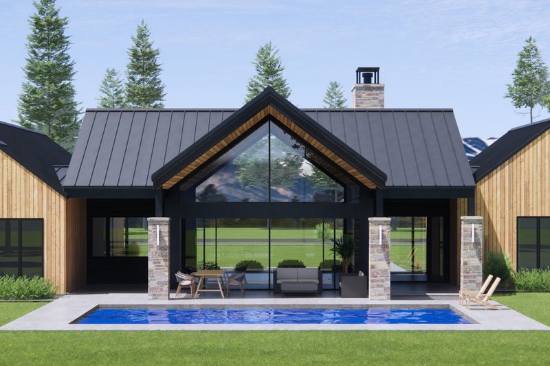 House Design - Exterior - Rear Elevation 1 for Modern House Plan #1096-59 - 4 bed, 3.5 bath