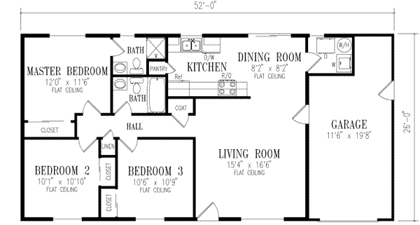 Dream House Plan - Ranch Floor Plan - Main Floor Plan #1-150