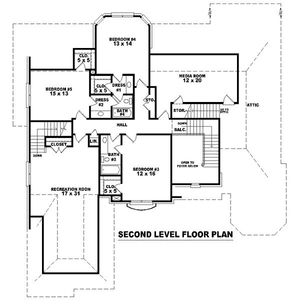 Colonial Floor Plan - Upper Floor Plan #81-1620